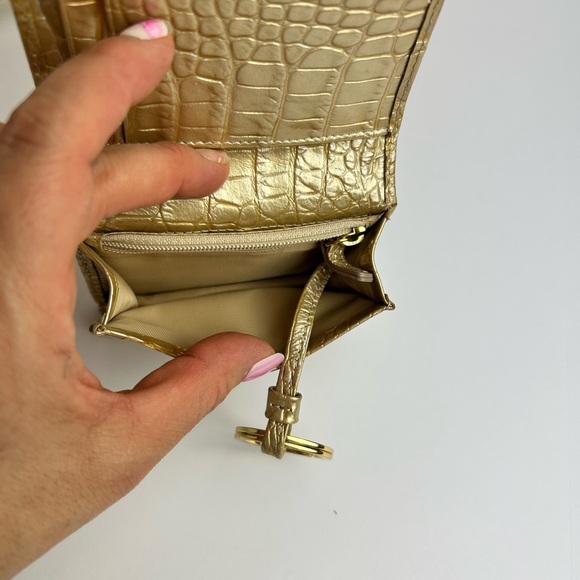 Brahmin Gold Embossed Crocodile Large Leather Bag Small Keychain Wallet Dust Bag - Picture 5 of 15